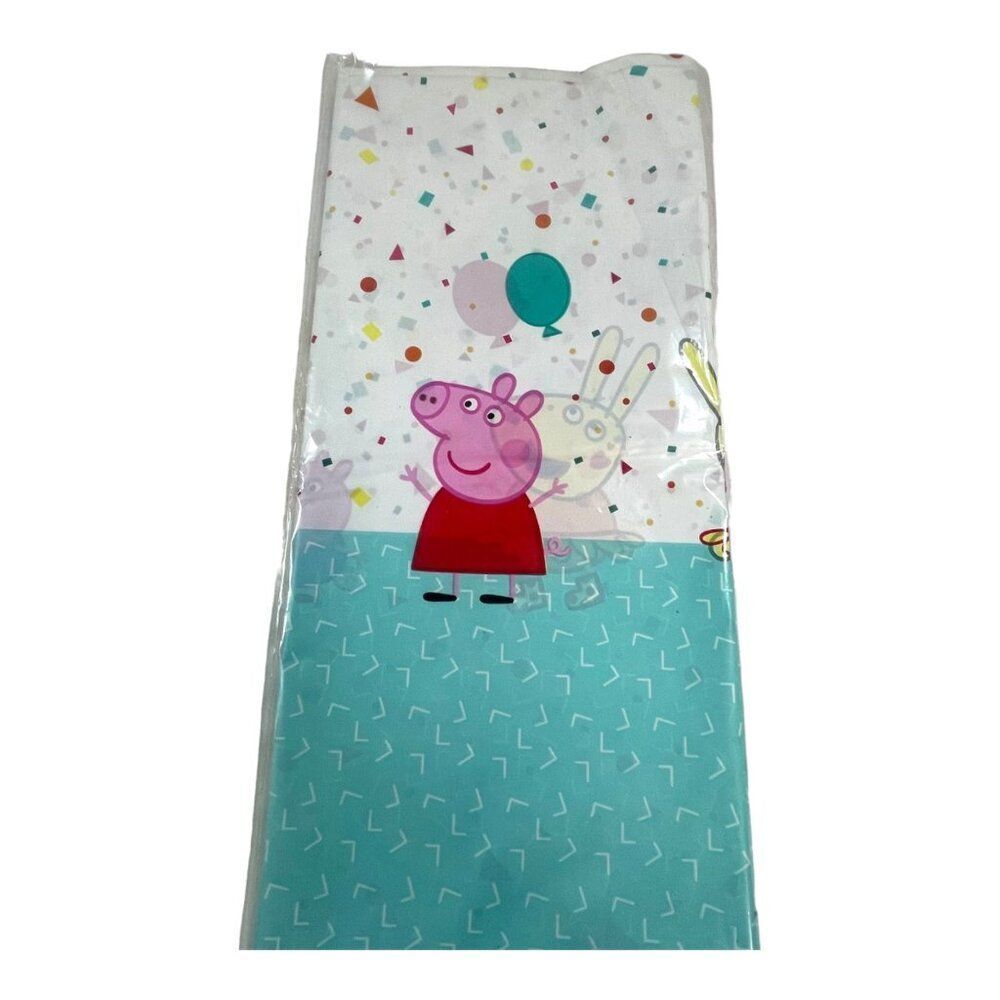Peppa Pig Party Table Cover Plastic 54"X96" Confetti Design Birthday 1st 2nd 3rd